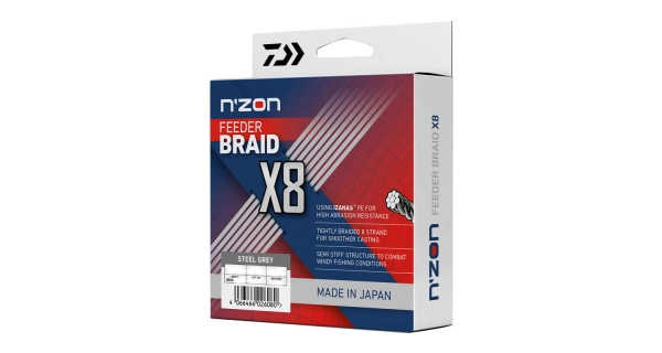 DAIWA - Splétaná šňůra N'Zon X8 Braid Steel Gray 0,12 mm 8,5 kg 150 m