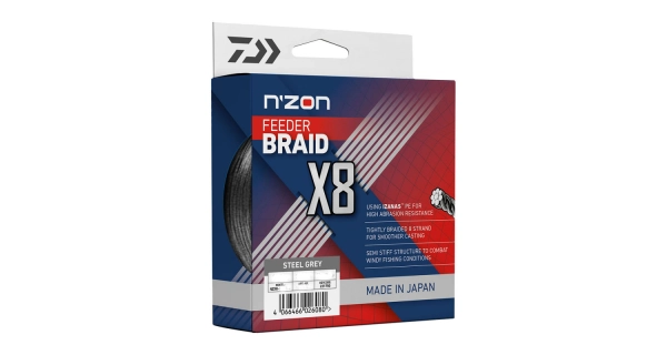 DAIWA - Splétaná šňůra N'Zon X8 Braid Steel Gray 0,12 mm 8,5 kg 150 m