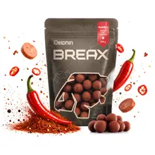 DELPHIN - Boilies BreaX HotHELL 24 mm 300 g Robin red Chilli Fr.Klobása