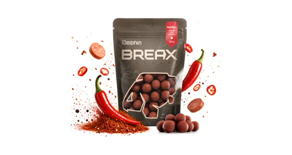 DELPHIN - Boilies BreaX HotHELL 24 mm 300 g Robin red Chilli Fr.Klobása