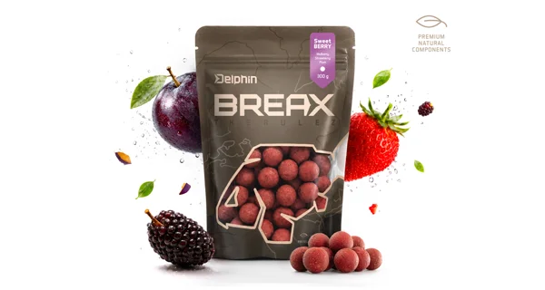 DELPHIN - Boilies BreaX SweetBERRY 20 mm 300 g Moruše Jahoda Švestka