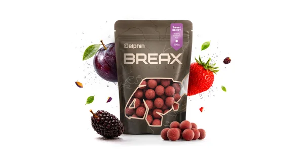 DELPHIN - Boilies BreaX SweetBERRY 24 mm 300 g Moruše Jahoda Švestka
