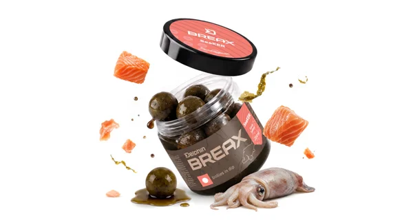 DELPHIN - Boilies v dipu BreaX SeaKER Oliheň Losos 24 mm 200 ml