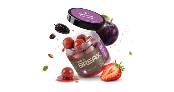 DELPHIN - Boilies v dipu BreaX SweetBERRY Moruše Jahoda Švestka 16 mm 200 ml
