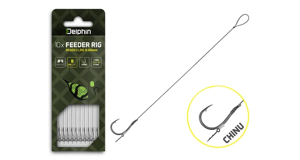 DELPHIN - Feederový návazec Braided Sting Chinu vel. 6 8 cm 0,2 mm 10 ks