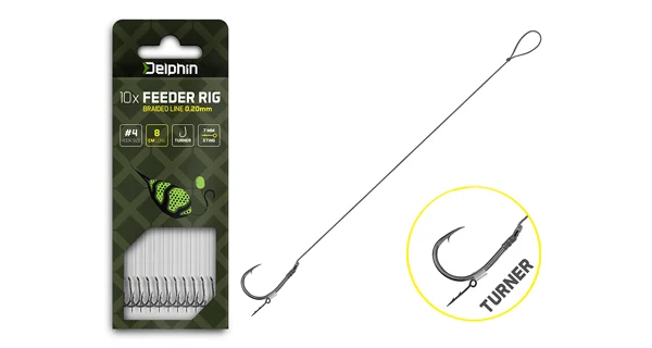 DELPHIN - Feederový návazec Braided Sting Turner vel. 6 12 cm 0,2 mm 10 ks