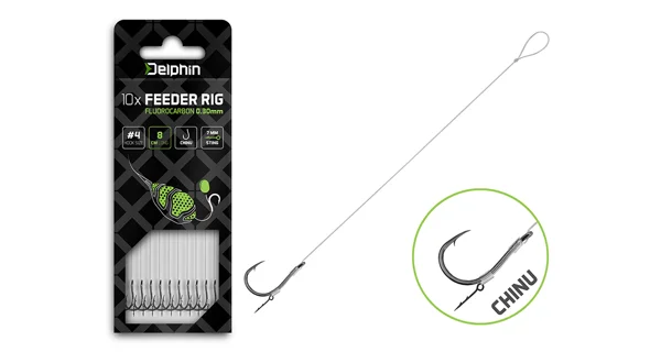 DELPHIN - Feederový návazec Fluoro Sting Chinu vel. 8 12 cm 0,22 mm 10 ks