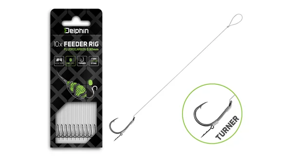 DELPHIN - Feederový návazec Fluoro Sting Turner vel. 8 12 cm 0,22 mm 10 ks