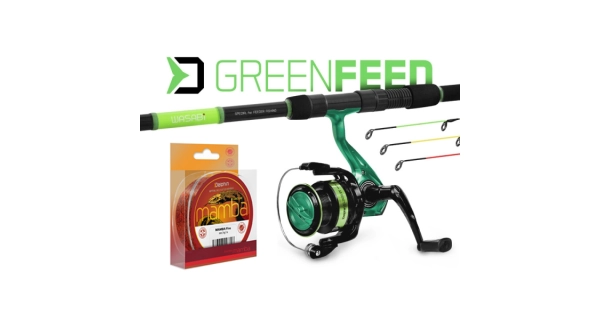 DELPHIN - Feederový set Prut Wasabi 3 m 100 g + Naviják ELIXIR 3T + Vlasec
