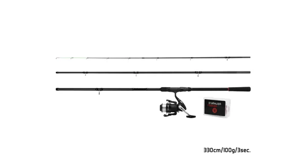 DELPHIN - Feedrový Set Prut Yakuza 3,3 m 100 g 3 díly + Naviják 4T