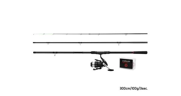 DELPHIN - Feedrový Set Prut Yakuza 3 m 100 g 3 díly + Naviják 4T