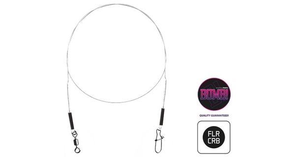 DELPHIN - Fluorokarbonové lanko Bomb! s obratlíkem a karabinou 35 cm 13 kg 2 ks