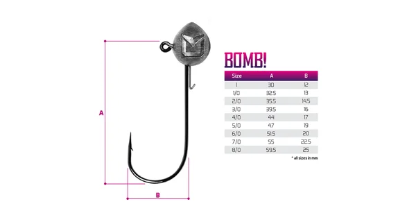 DELPHIN - Jigová hlava s držákem Bomb! vel. 1/0 3 g 5 ks