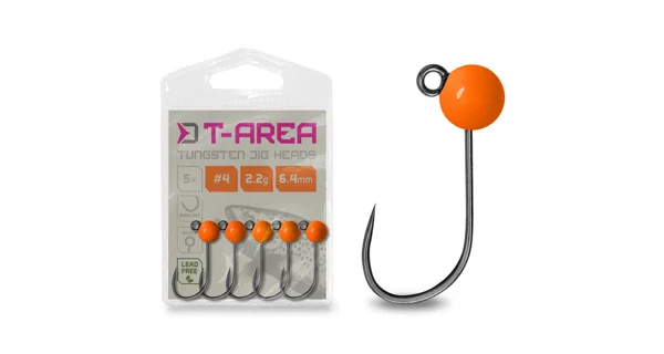 DELPHIN - Jigová hlavička T-AREA BL Wolframový jig fluo oranžový 5 ks vel. 4 1,5 g 5,5 mm