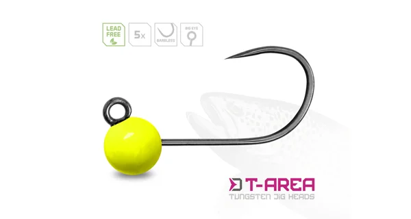 DELPHIN - Jigová hlavička T-AREA BL Wolframový jig fluo žlutý 5 ks vel. 4 1,5 g 5,5 mm