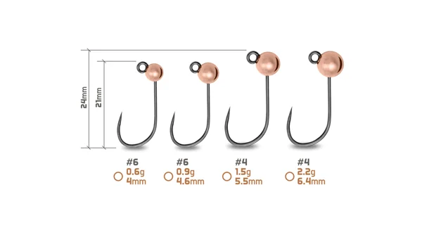 DELPHIN - Jigová hlavička T-AREA BL Wolframový jig měděný 5 ks vel. 4 1,5 g 5,5 mm