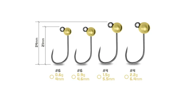 DELPHIN - Jigová hlavička T-AREA BL Wolframový jig zlatý 5 ks vel. 4 1,5 g 5,5 mm
