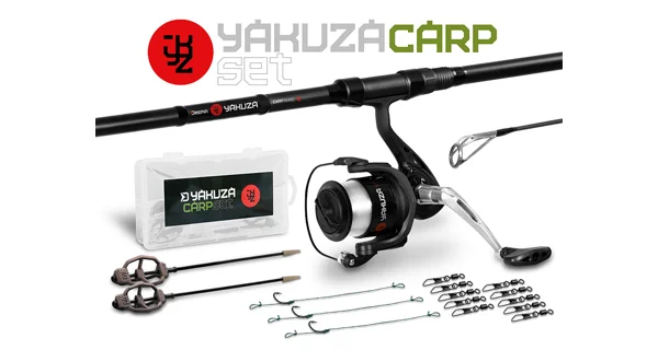 DELPHIN - Kaprářský Set Prut Yakuza 3,6 m 3 lb 3 díly + Naviják 6T