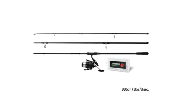 DELPHIN - Kaprářský Set Prut Yakuza 3,6 m 3 lb 3 díly + Naviják 6T