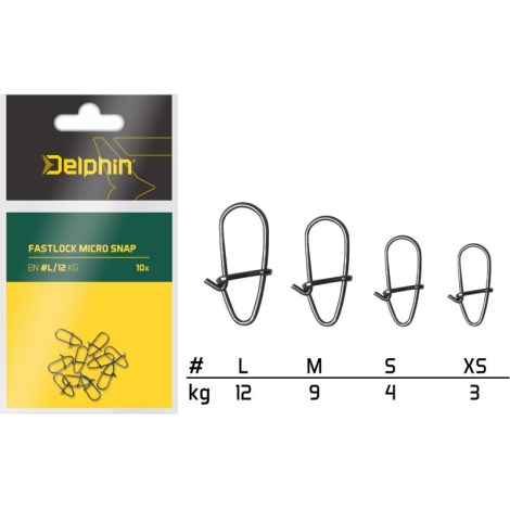 DELPHIN - Karabinky Fastlock Micro Snap 10 ks vel. L 12 kg