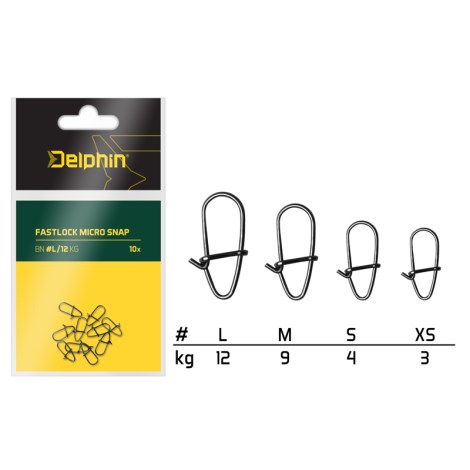 DELPHIN - Karabinky Fastlock Micro Snap 10 ks vel. M 9 kg