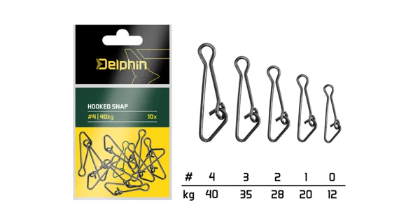 DELPHIN - Karabinky Hooked Snap vel. 3 35 kg 10 ks