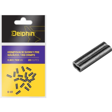 DELPHIN - Krimpovací svorky pro návazce 20 ks 0,8 x 1,7 x 8 mm