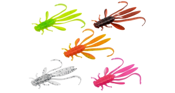 DELPHIN - Mix nástrah Nymfa Manya UVs Pearl, Candy, Firedot, Reactor, Brick 10,5 cm 5 ks