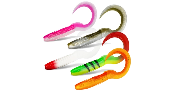 DELPHIN - Mix nástrah TwistaX Eeltail UVs Perchy Candy Booty Redface Firedot 15 cm 5 ks