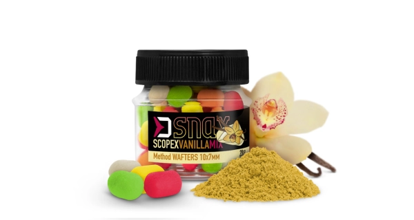 DELPHIN - Nástraha MIX D SNAX WAFT 10x7 mm 20 g Scopex Vanilka