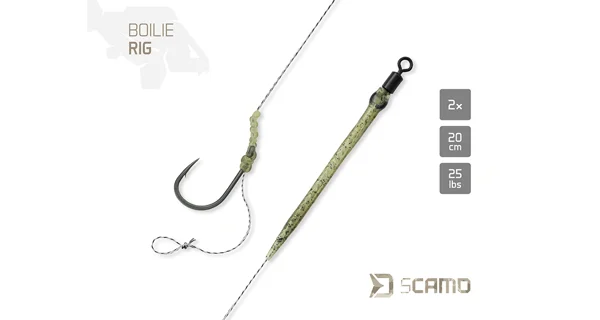 DELPHIN - Návazec sCAMO Boilie Rig vel. 4 25 lb 20 cm 2 ks