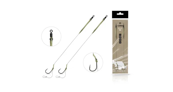 DELPHIN - Návazec sCAMO Boilie Rig vel. 6 25 lb 20 cm 2 ks