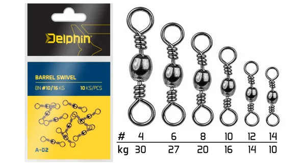 DELPHIN - Obratlík Barrel Swivel A-02 10 ks BN 4/30 kg