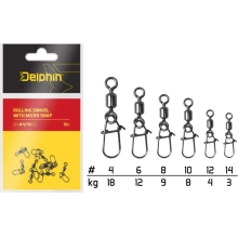 DELPHIN - Obratlík s Karabinkou Rolling Swivel With Micro Snap 10 ks Vel.14 3 kg