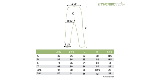 DELPHIN - Outdoorové kalhoty ThermoTEX Plus+ vel. 2XL