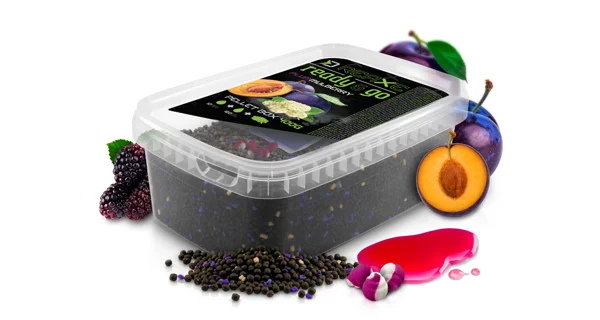 DELPHIN - Pelety Reaxe Ready&Go Pellet Box 400 g + Booster a wafters  Švestka Moruše