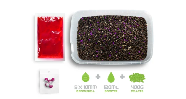 DELPHIN - Pelety Reaxe Ready&Go Pellet Box 400 g + Booster a wafters  Švestka Moruše