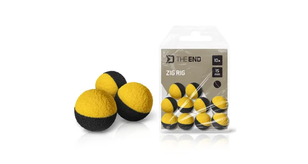 DELPHIN - Pěnové plovoucí boilie TheEND Zig Rig Černo-žluté 12 mm 10 ks
