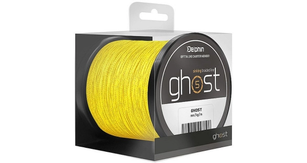 DELPHIN - Pletená Šňůra Ghost 4+1 žlutá 0,23 mm 30 lbs 300 m