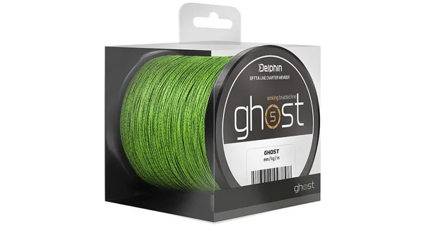 DELPHIN - Pletená Šňůra Ghost 8+1 zelená 0,16 mm 18 lbs 600 m
