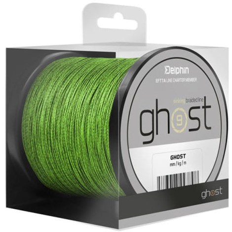DELPHIN - Pletená šnůra Ghost 8+1 zelená 0,23 mm 30 lbs 600 m