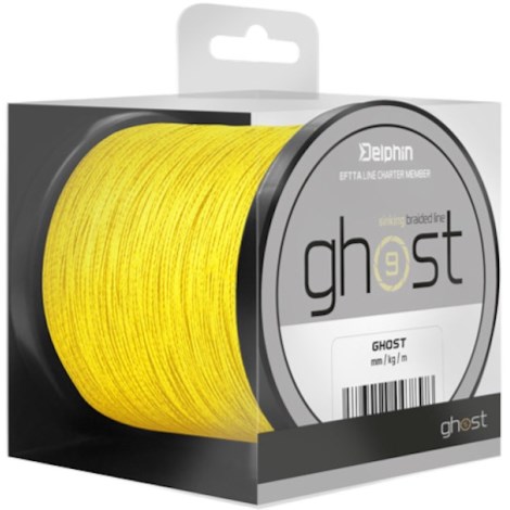 DELPHIN - Pletená šňůra Ghost 8+1 Žlutá 0,16 mm 8,2 kg 600 m