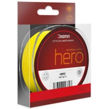 DELPHIN - Pletená šňůra Hero 4 Fluo žlutá 0,12 mm 15 m