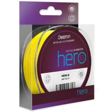 DELPHIN - Pletená šňůra Hero 8 Fluo žlutá 0,14 mm 9,5 kg 117 m