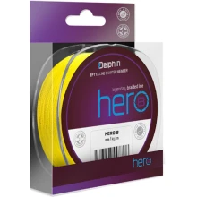 DELPHIN - Pletená šňůra Hero 8 Fluo žlutá 0,18 mm 13,2 kg 15 m