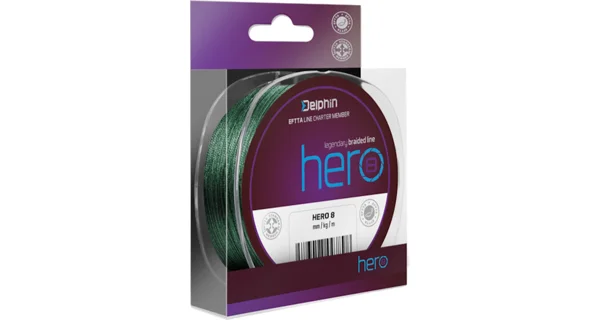DELPHIN - Pletená šňůra Hero 8 Zelená 0,25 mm 19,1 kg 300 m