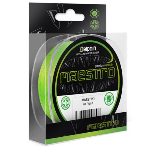 DELPHIN - Pletená šňůra Maestro fluo zelená 0,09 mm 5,5 kg 150 m