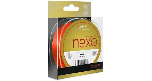 DELPHIN - Pletená šňůra Nexo 8 Fluo oranžová 0,25 mm 41,6 lb 130 m