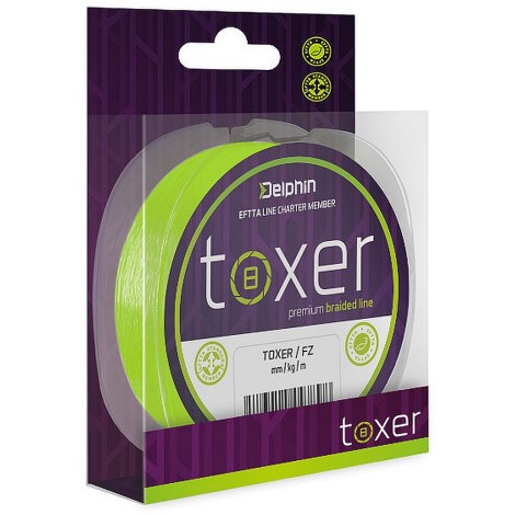 DELPHIN - Pletená šňůra Toxer Fluo zelená 0,12 mm 5,2 kg 80 m