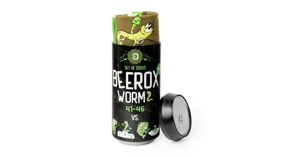 DELPHIN - Ponožky v plechovce Beerox Worm vel.41-46 2 Pack